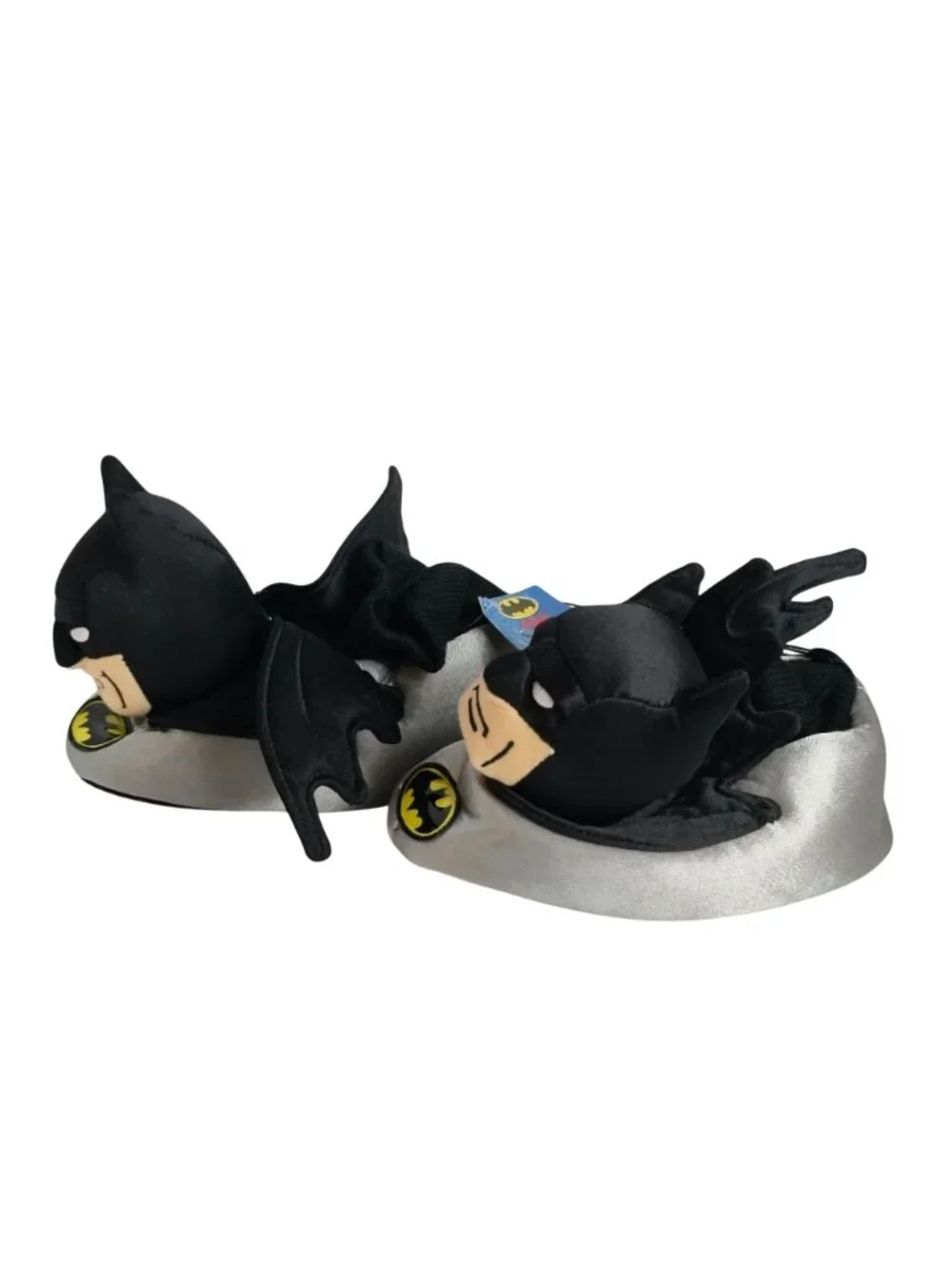 Batman Toddler Boy XL 11/12 Sock Slippers 3D Head Wings Black Silver DC Comics